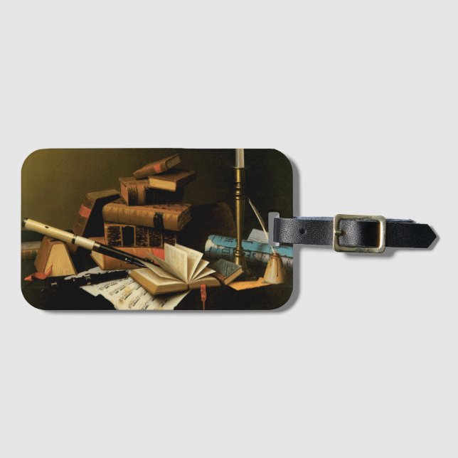 Étiquette À Bagage Musique et littérature de William Harnett, Art fin (Devant Horizontal)