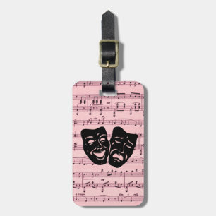 Étiquette À Bagage Musique rose et masques de théâtre