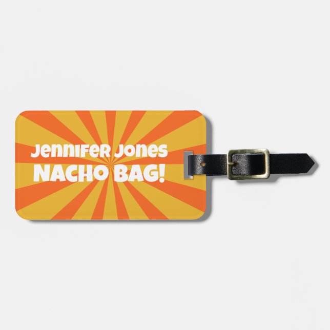 Étiquette À Bagage Nacho Sac amusant Rétro Attention (Devant horizontal)