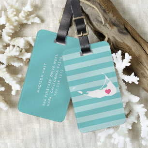 Étiquette À Bagage Nantucket Heart   Ville natale