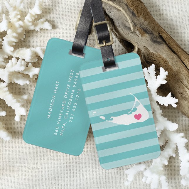 Étiquette À Bagage Nantucket Heart | Ville natale (Créateur téléchargé)