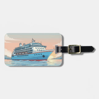 Étiquette À Bagage Navire de croisière sur l'océan