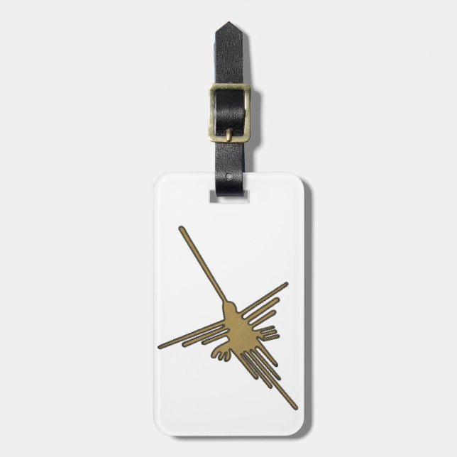 Étiquette À Bagage Nazca Lines Hummingbird Faux Broderie Imprimer (Devant Vertical)