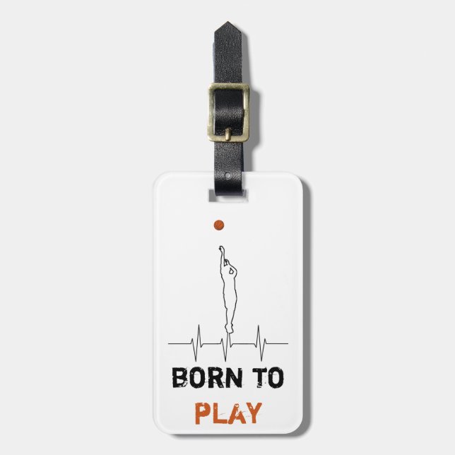 Étiquette À Bagage Né pour jouer au basket (Devant Vertical)