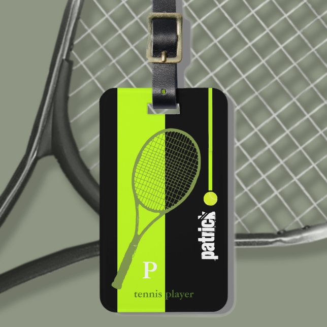 Étiquette À Bagage Neon Green Sport Tennis personnalisé (Créateur téléchargé)