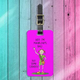 Étiquette À Bagage Neon HOT PINK Girl Scout JUNIOR Personnalisé