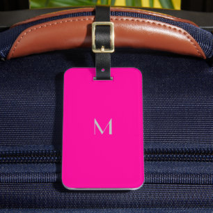 Étiquette À Bagage néon rose - ajouter une étiquette de bagage monogr