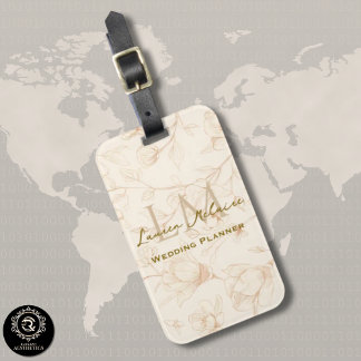 Étiquette À Bagage Neutral Wildflower Monogram Business Travel
