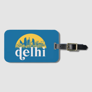Étiquette À Bagage New Delhi India Retro City Skyline Cityscape Art