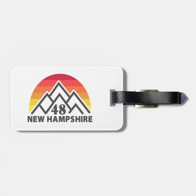 Étiquette À Bagage New Hampshire 48 Retro Mountain (Dos horizontal)