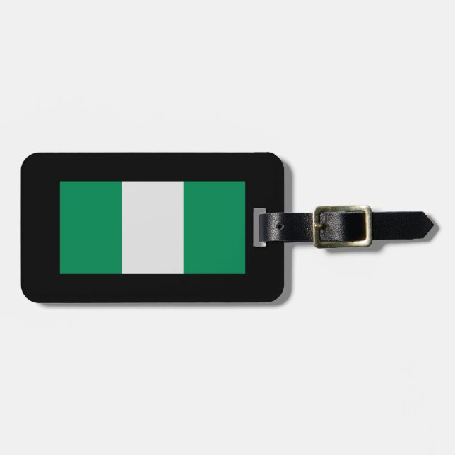 Étiquette À Bagage Nigeria avec le drapeau nigérian (Afrique de l'Oue (Devant horizontal)
