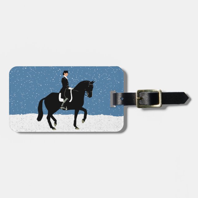 Étiquette À Bagage Noël de cheval de dressage de Milou (Devant horizontal)
