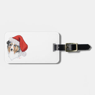 Étiquette À Bagage Noël du berger australien