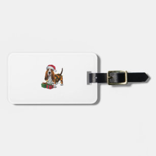 Étiquette À Bagage Noël Éclairage Santa Hat Basset Hound Chien Noël
