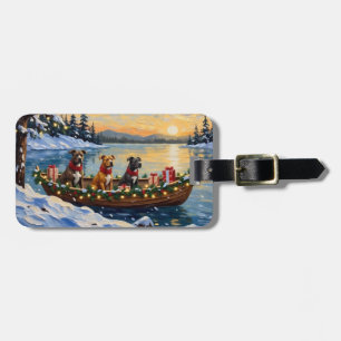Étiquette À Bagage Noël en bateau avec Pitbull