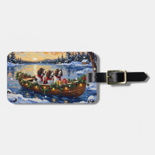 Étiquette À Bagage Noël en bateau avec Springer Spaniel