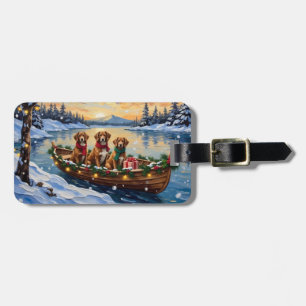 Étiquette À Bagage Noël en bateau Vizsla