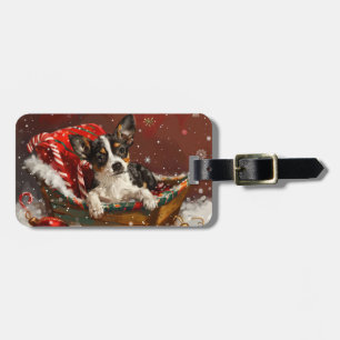 Étiquette À Bagage Noël Fête de chien Rat Terrier