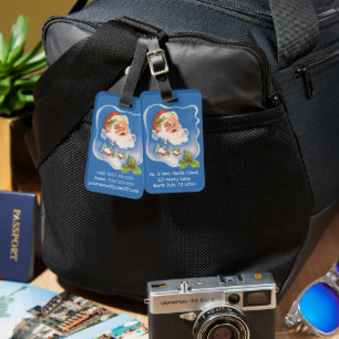 Étiquette À Bagage Noël vintage, joyeux Père Noël rétro