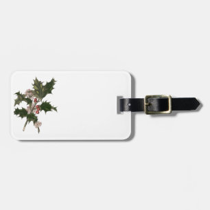 Étiquette À Bagage Noël vintage, plante de houx vert avec des baies