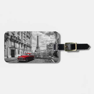 Étiquette À Bagage Noir, blanc et rouge de tour d'Eiffle
