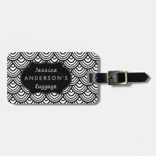 Étiquette À Bagage Noir et blanc personnalisé par motif d'échelle de
