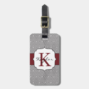 Étiquette À Bagage Noir et blanc tourbillonne le monogramme de