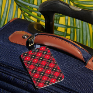 Étiquette À Bagage Noir Rouge or Lumberjack Plaid Motif