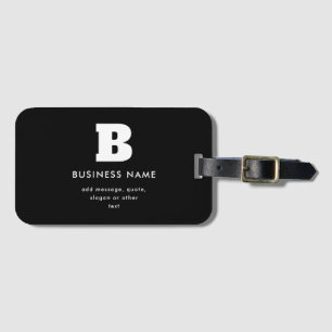Étiquette À Bagage Nom commercial modifiable et Slogan   Noir & Blanc