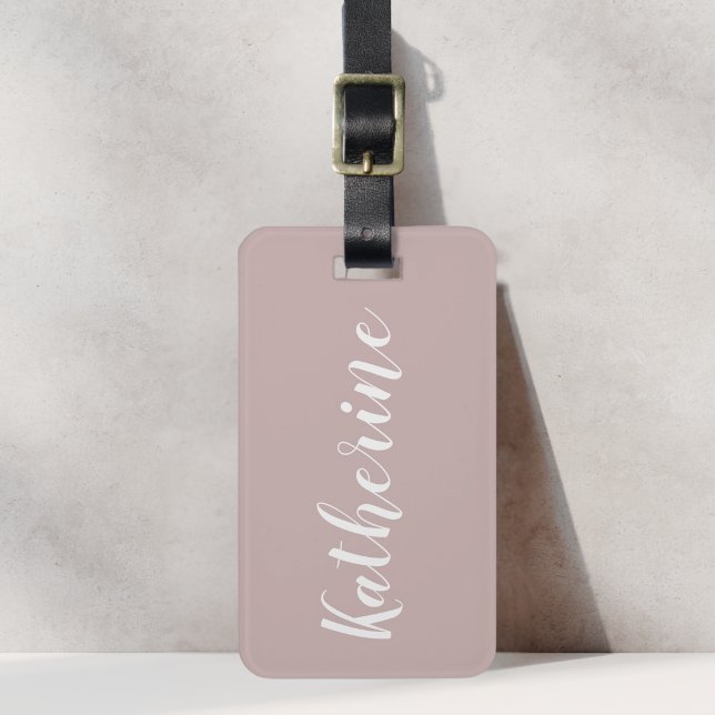 Étiquette À Bagage Nom de calligraphie Rose Poussiéreuse (Créateur téléchargé)