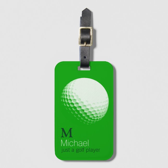 Étiquette À Bagage nom de joueur de golf personnalisé vert (Devant Vertical)