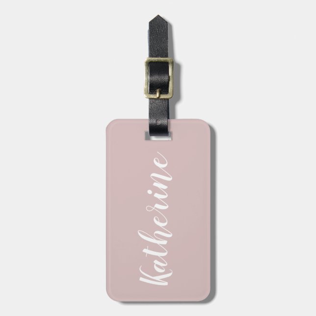 Étiquette À Bagage Nom de la calligraphie du Rose Dusty (Devant Vertical)