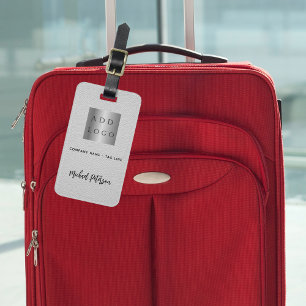 Étiquette À Bagage Nom de l'entreprise de cuir gris