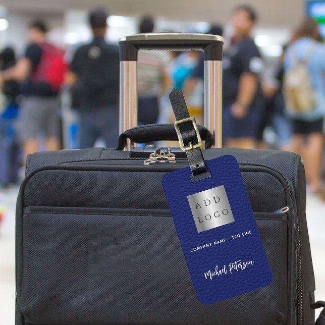 Étiquette À Bagage Nom de l'entreprise marine en cuir blanc (Créateur téléchargé)