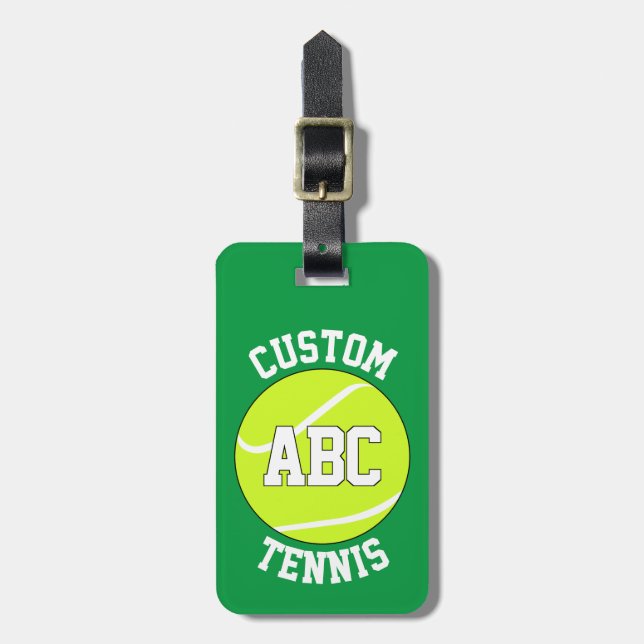 Étiquette À Bagage Nom de l'équipe de tennis personnalisée et initial (Devant Vertical)
