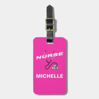 Étiquette À Bagage Nom de l'infirmière personnalisée PINK