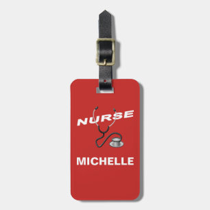 Étiquette À Bagage Nom de l'infirmière personnalisée RED