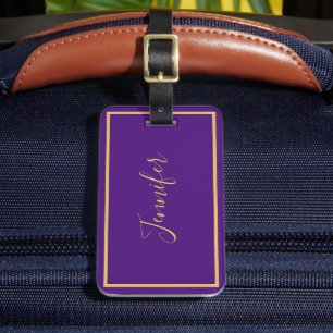 Étiquette À Bagage Nom de script personnalisé à deux faces - adresse