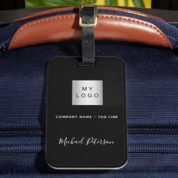 Étiquette À Bagage Nom du logo de l'entreprise en noir blanc