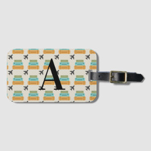Étiquette À Bagage Nom du monogramme personnalisé de l'avion du voyag