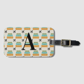 Étiquette À Bagage Nom du monogramme personnalisé de l'avion du voyag