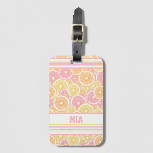 Étiquette À Bagage Nom du Motif des agrumes tropicaux Monogramme