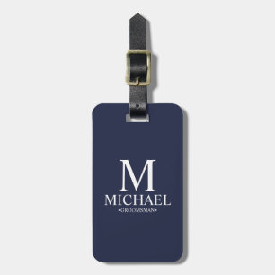 Étiquette À Bagage Nom et monogramme du Groomsman Personnalisé bleu m