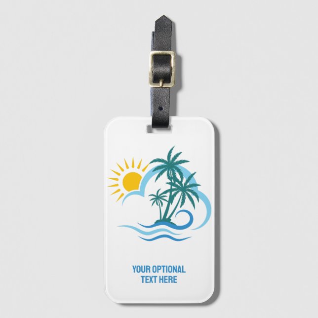 Étiquette À Bagage Nom et texte personnalisés Îles tropicales (Devant Vertical)