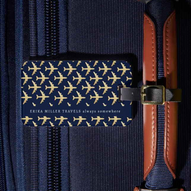 Étiquette À Bagage Nom Faux Gold Avions Travel (Insitu Rectoal 4)
