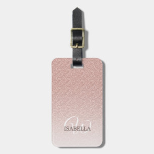 Étiquette À Bagage Nom Ombre de Parties scintillant rose personnalisé