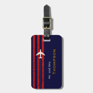Étiquette À Bagage Nom personnalisable de voyage de M. & Mme avion