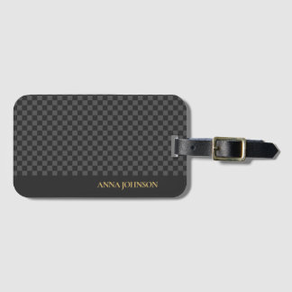 Étiquette À Bagage Nom personnalisé À damiers Motif