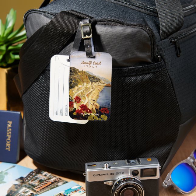 Étiquette À Bagage Nom personnalisé Amalfi Italie (Recto & Verso)