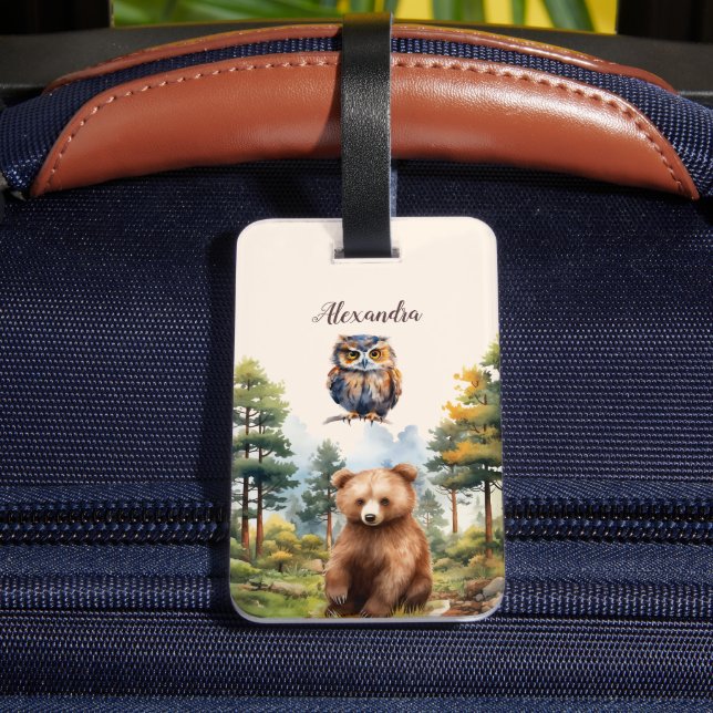 Étiquette À Bagage Nom personnalisé Animaux des bois (Verso Insitu 4)